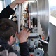 The team prepares its transmitter. (Image: Photo Jörg Eisenbeis, KIT)